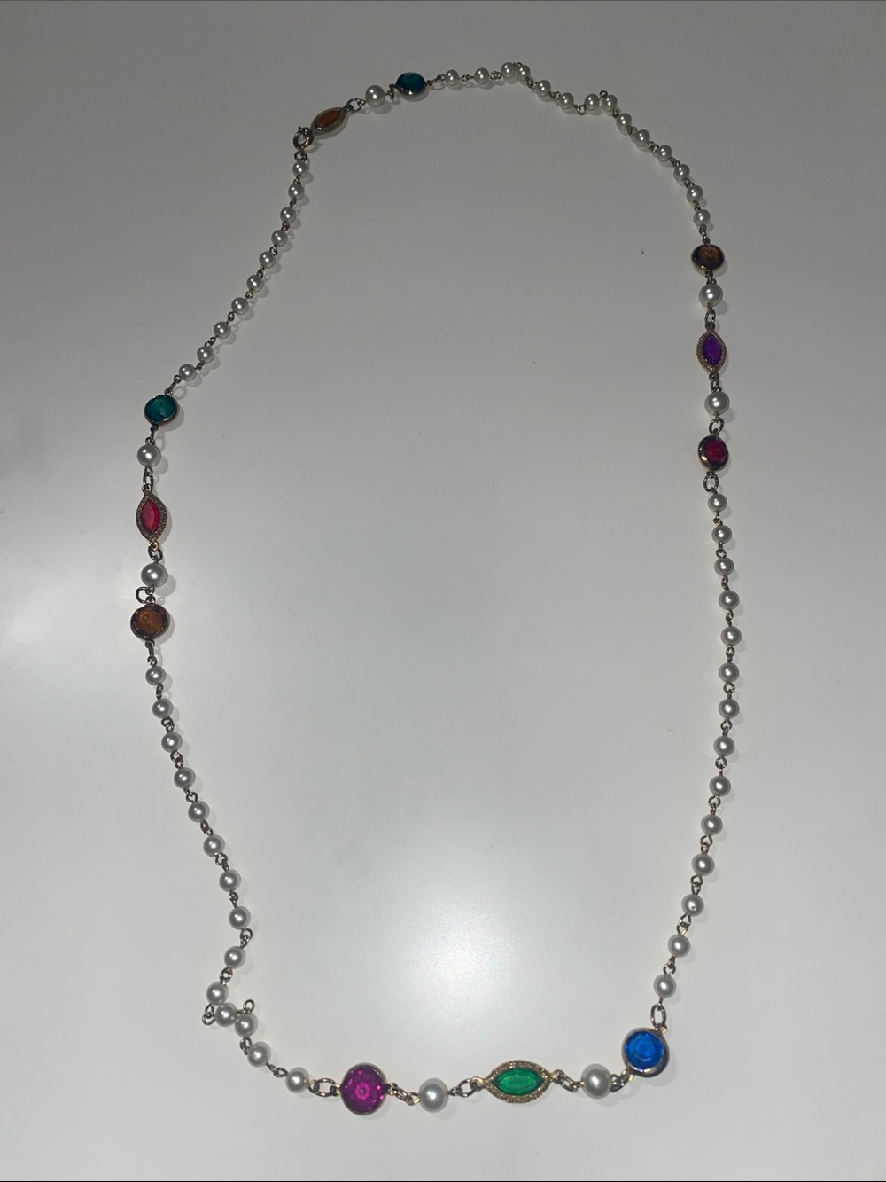 Multicolor Bead and Gem Long Necklace